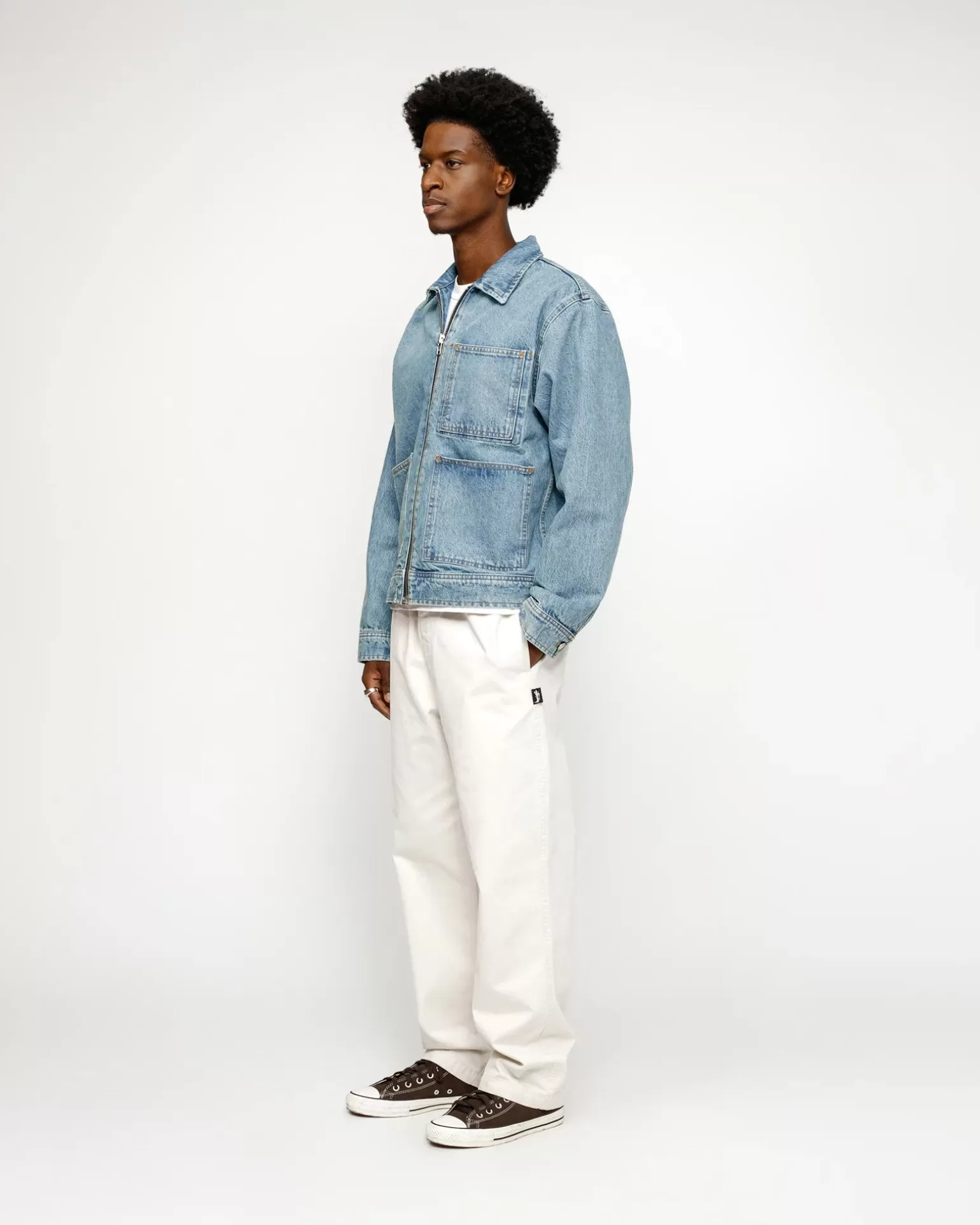 Outlet Stüssy BEACH PANT BRUSHED COTTON Bone