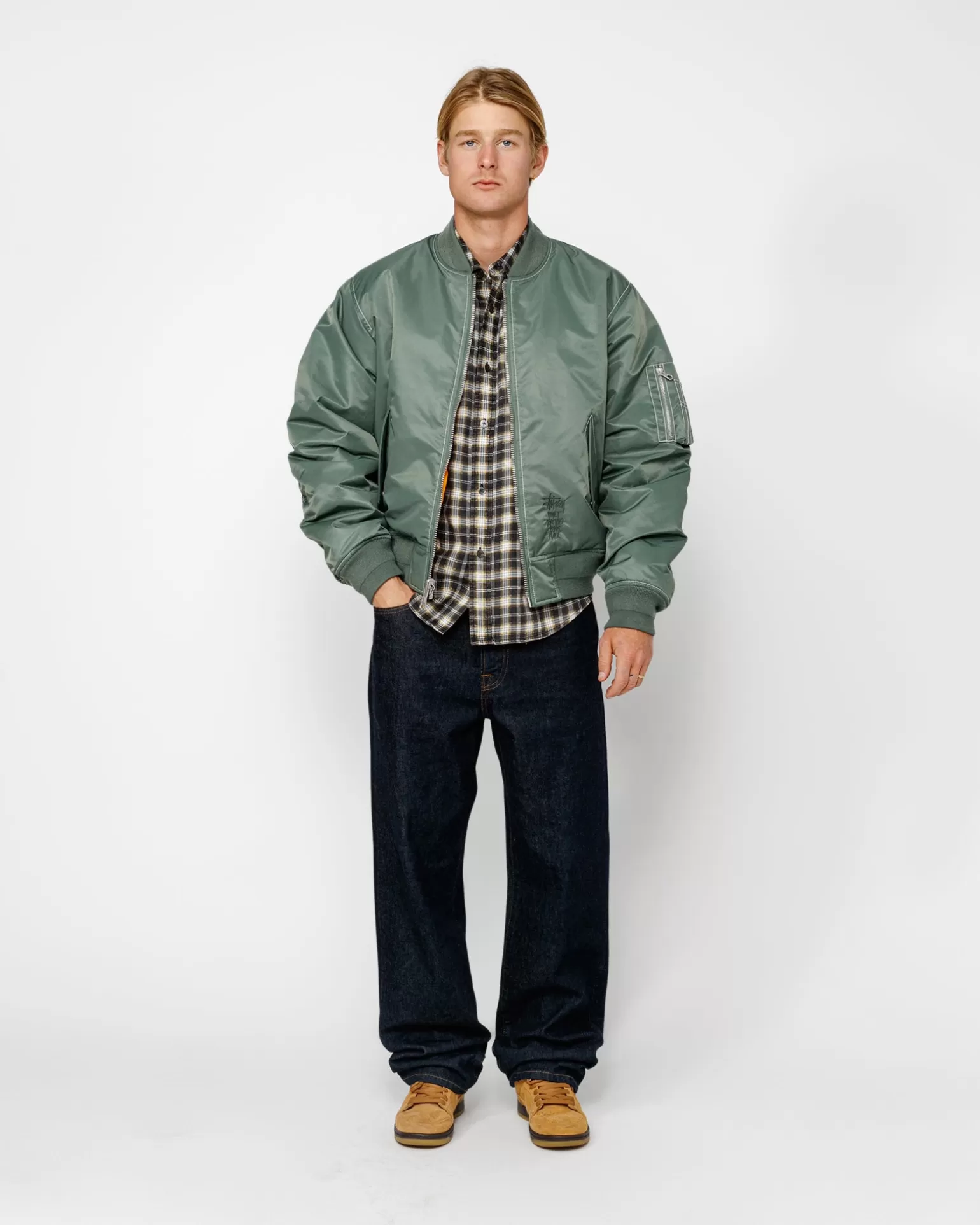 Cheap Stüssy BUILT REVERSIBLE BOMBER JACKET Green