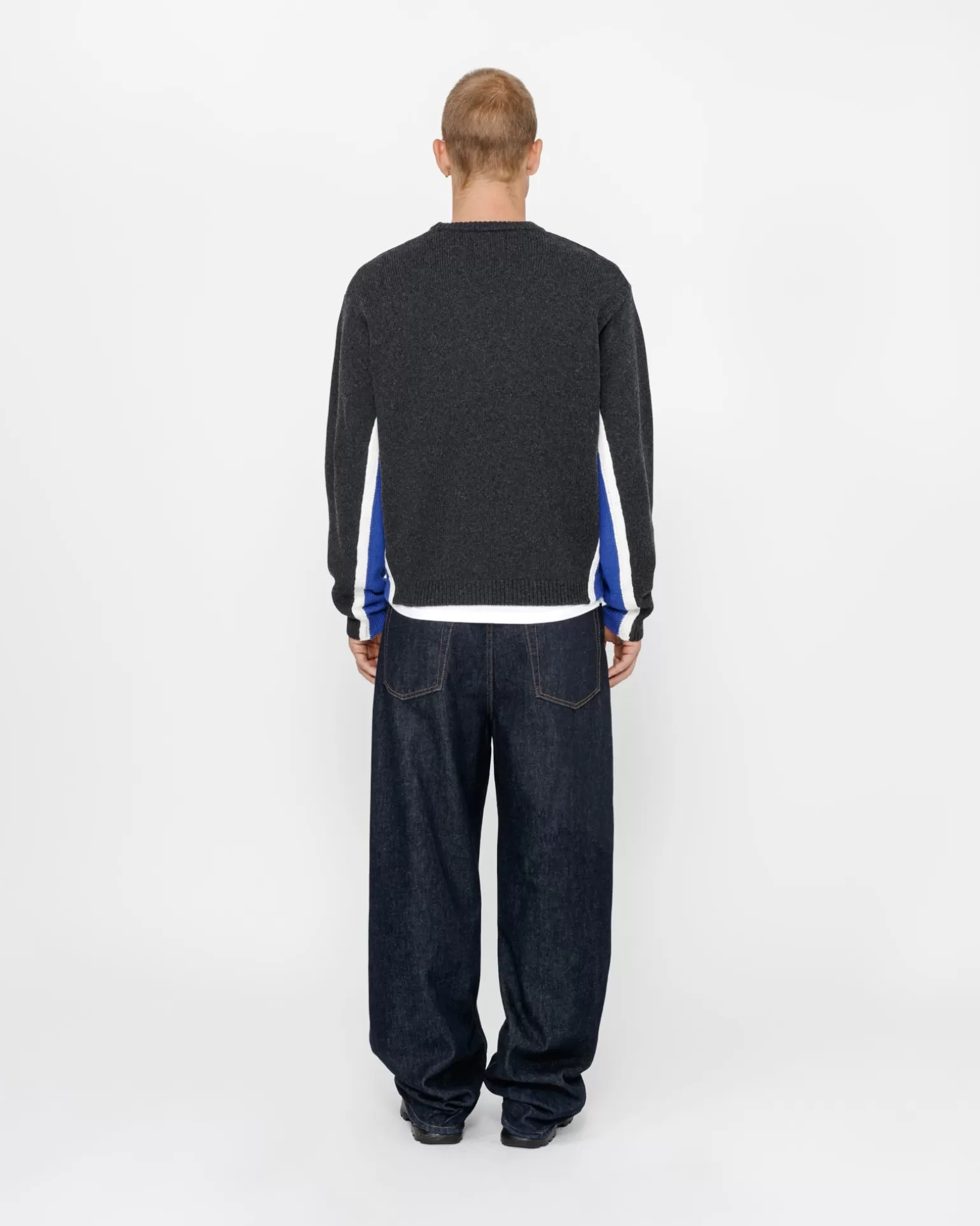 Sale Stüssy CONTRAST STRIPE CREW Charcoal