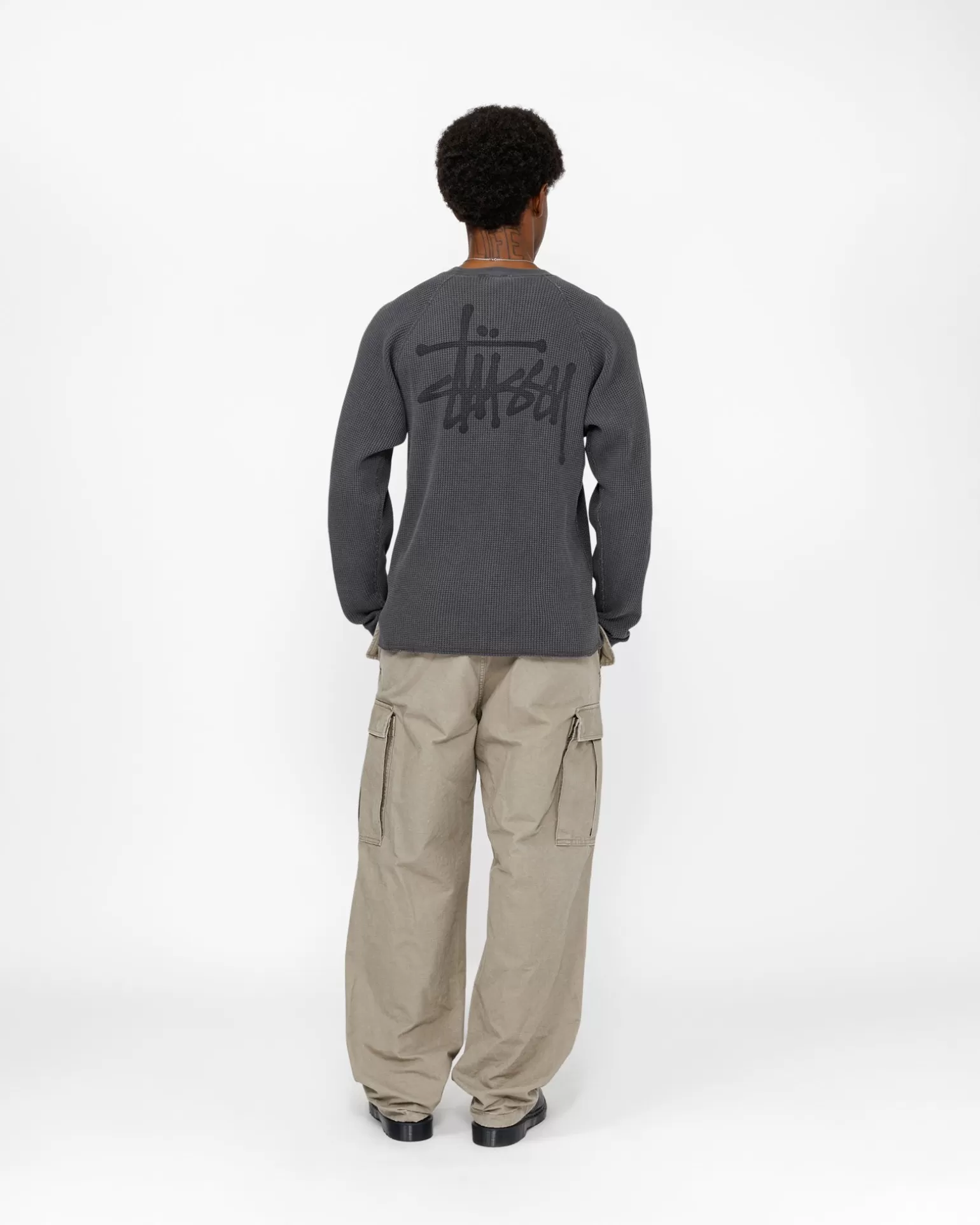 Shop Stüssy RAGLAN THERMAL LS CREW Washed Black