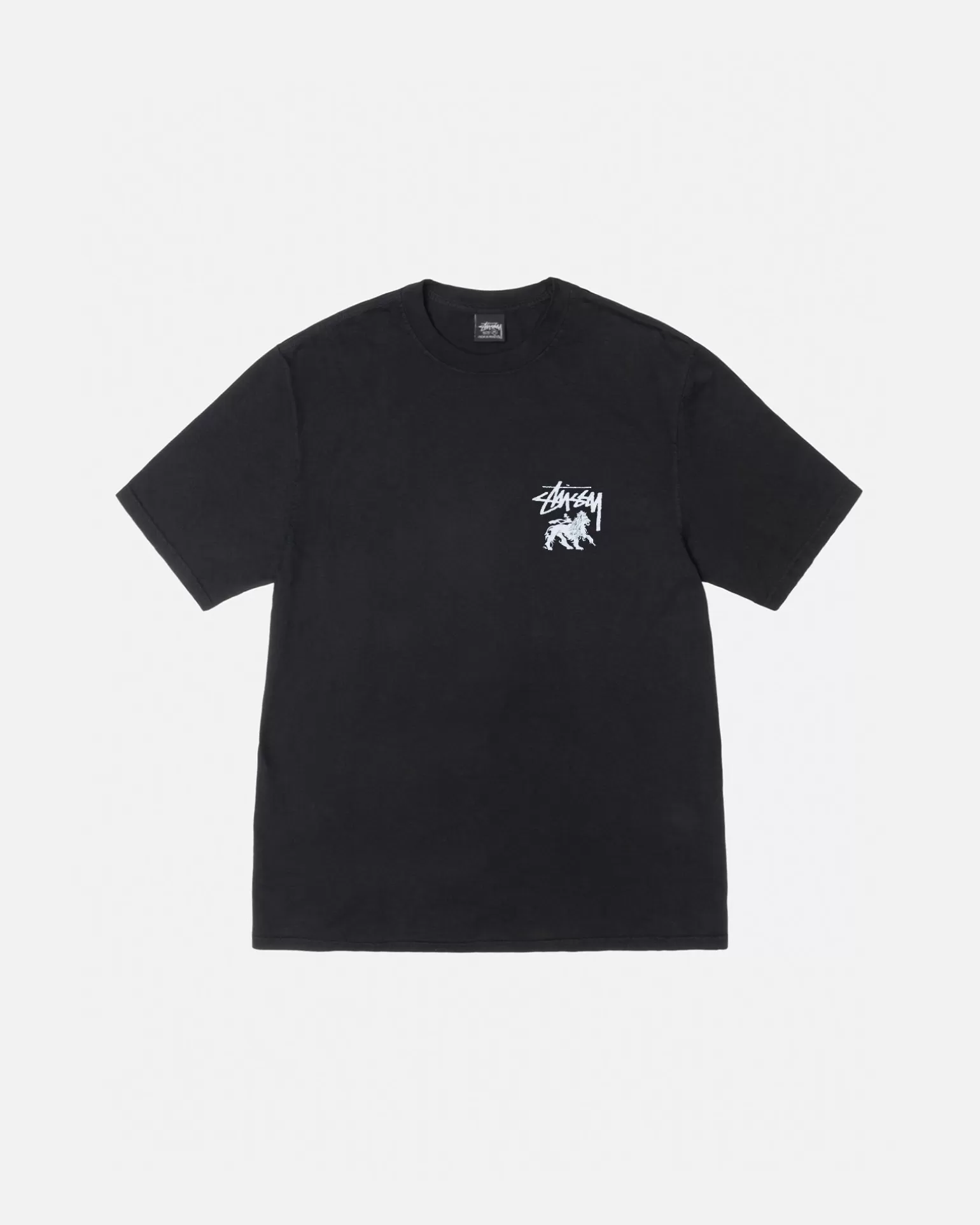 New Stüssy RASTA LION TEE PIGMENT DYED Black